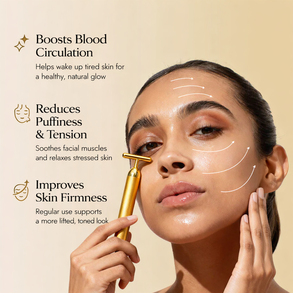 24K Gold Energy Beauty Bar Electric Facial Massage Roller