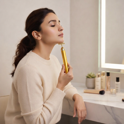 24K Gold Energy Beauty Bar Electric Facial Massage Roller